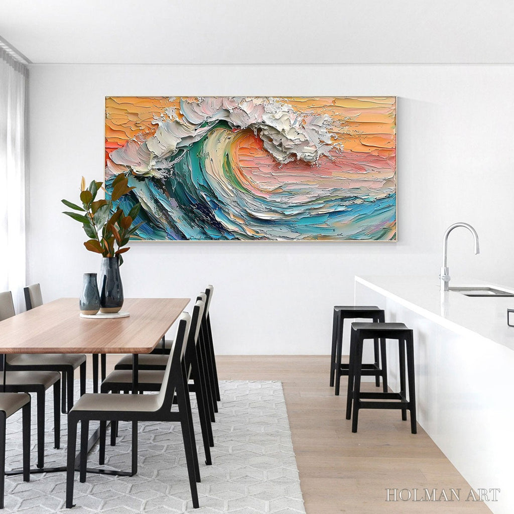 HOLMAN ART Sunset Surge – Textured Impasto Ocean Wave Oil Painting - image 6