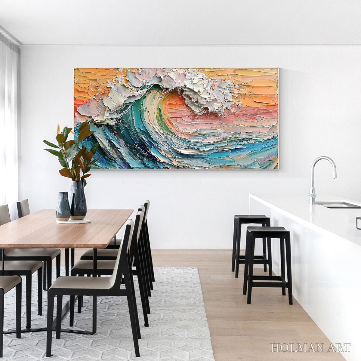HOLMAN ART Sunset Surge – Textured Impasto Ocean Wave Oil Painting - image 6