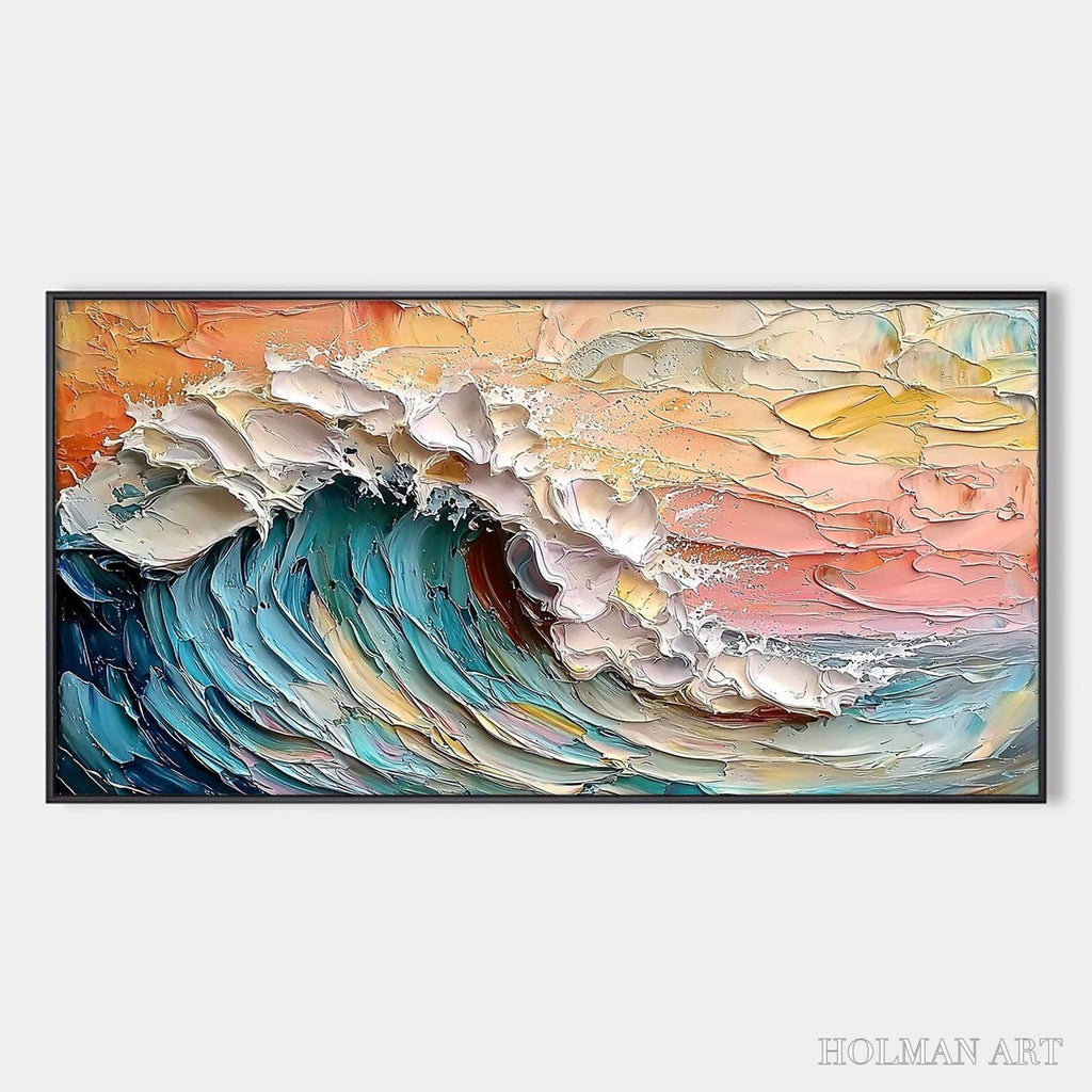 HOLMAN ART Ocean'S Embrace – Textured Impasto Ocean Wave Oil Painting - image 1