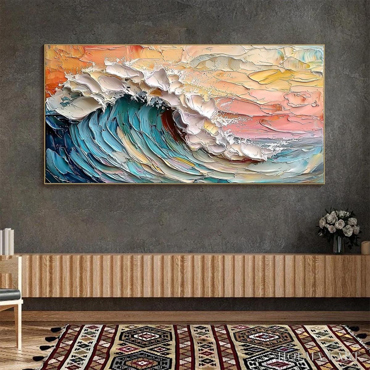 HOLMAN ART Ocean'S Embrace – Textured Impasto Ocean Wave Oil Painting - image 2