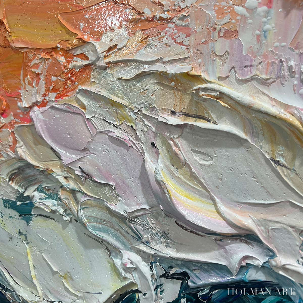 HOLMAN ART Ocean'S Embrace – Textured Impasto Ocean Wave Oil Painting - image 3