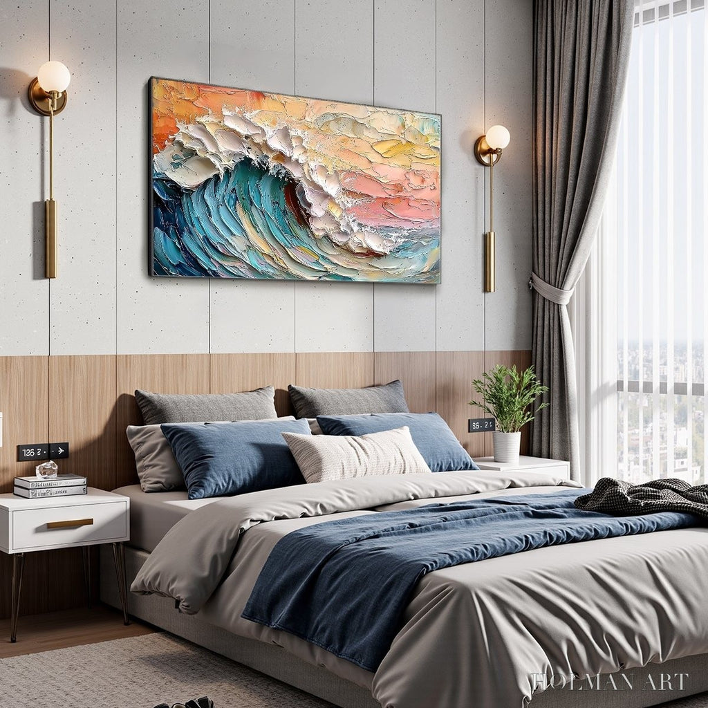 HOLMAN ART Ocean'S Embrace – Textured Impasto Ocean Wave Oil Painting - image 4