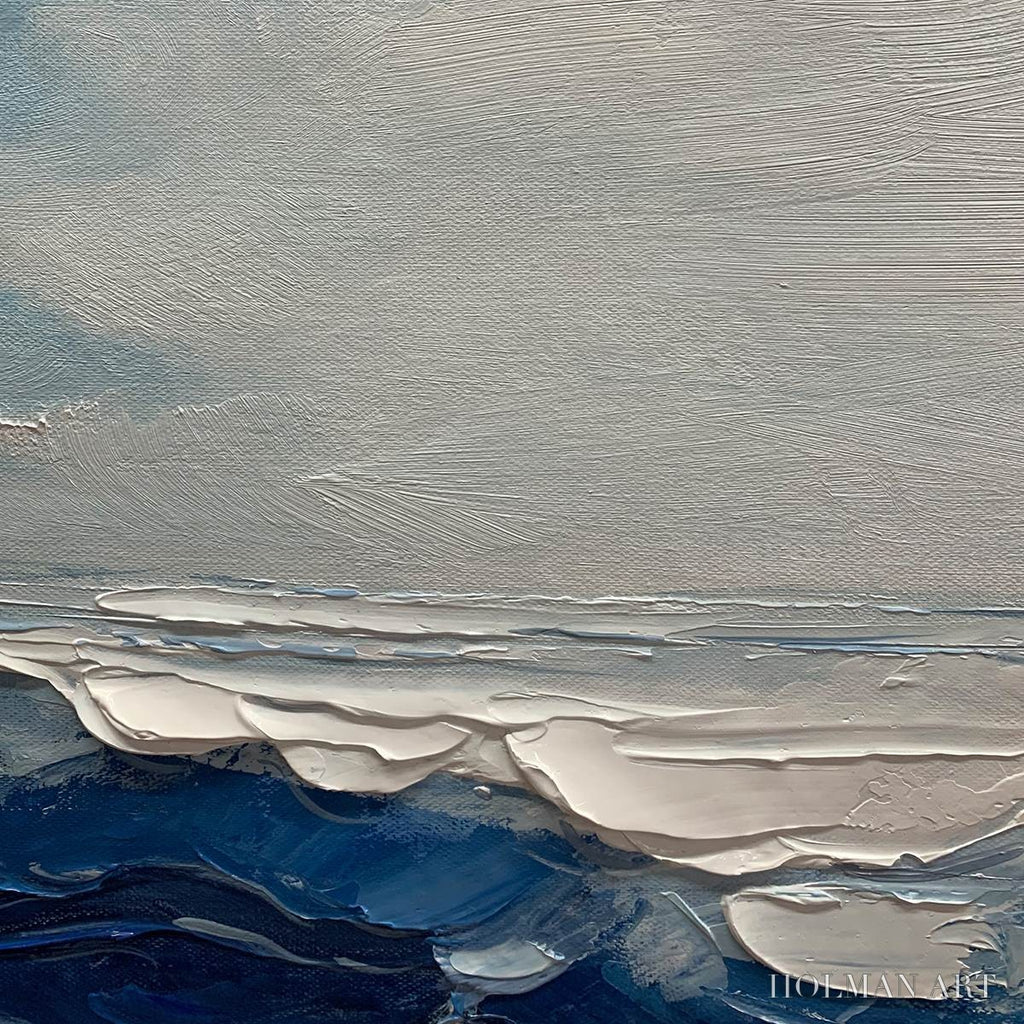 HOLMAN ART Twilight Sea – Textured Abstract Ocean Oil Painting in Blue - image 3