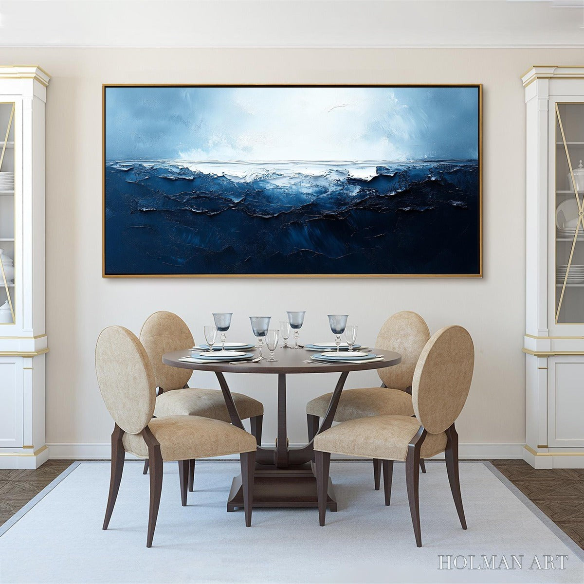 HOLMAN ART Twilight Sea – Textured Abstract Ocean Oil Painting in Blue - image 6