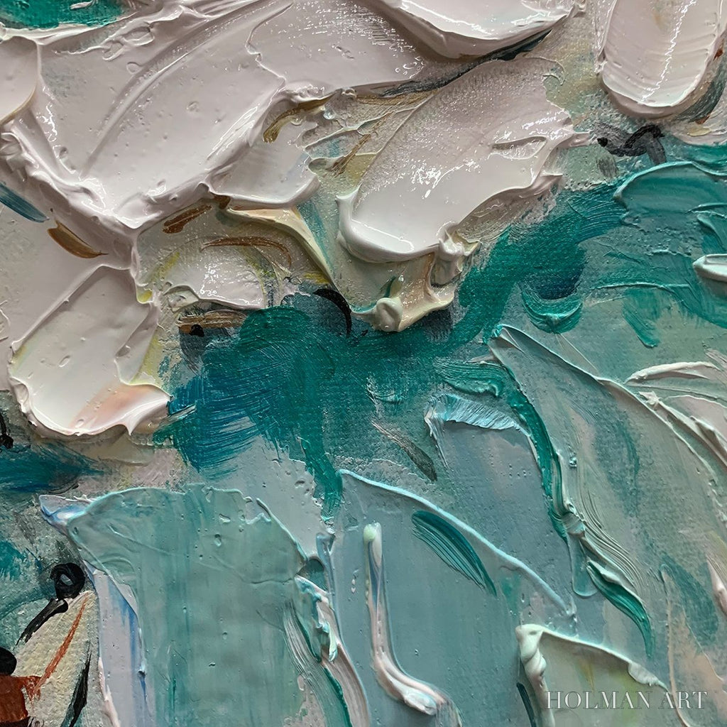 HOLMAN ART Surf'S Up – Textured Aerial View of Surfers Oil Painting - image 5
