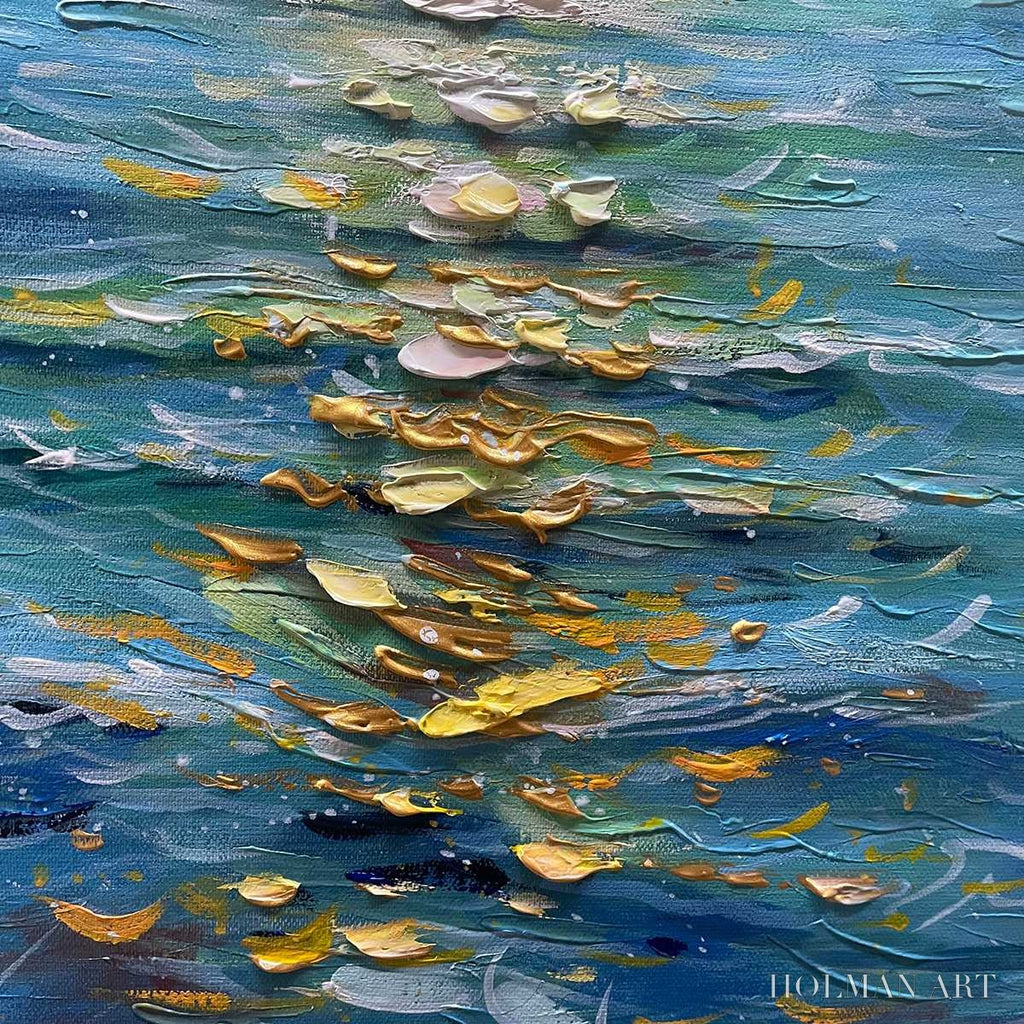 HOLMAN ART Golden Hour – Textured Sunset Seascape Oil Painting - image 5
