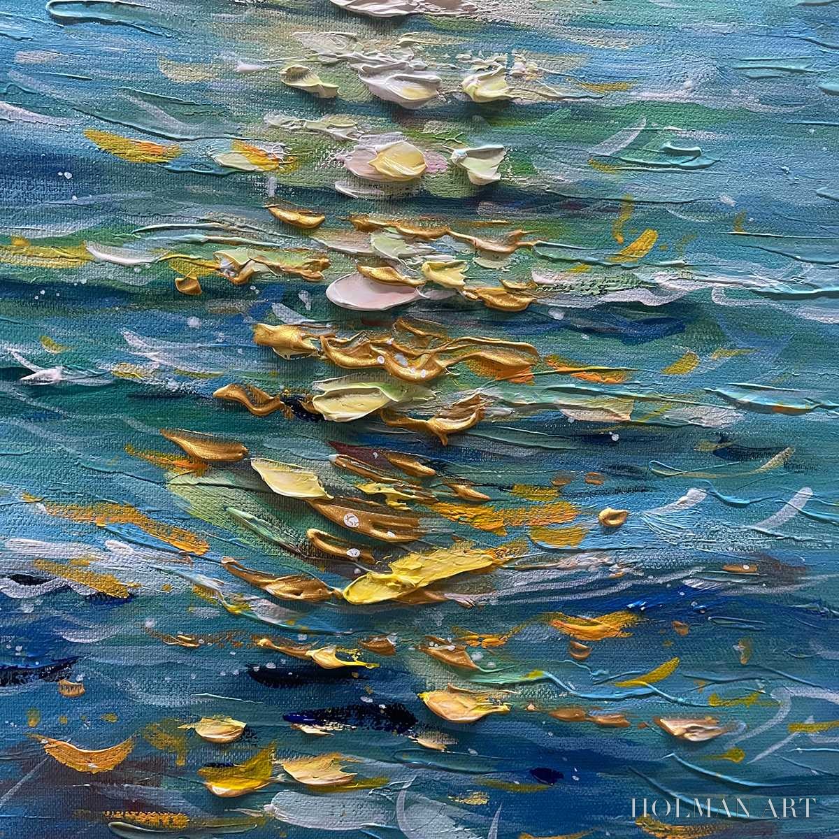 HOLMAN ART Golden Hour – Textured Sunset Seascape Oil Painting - image 5