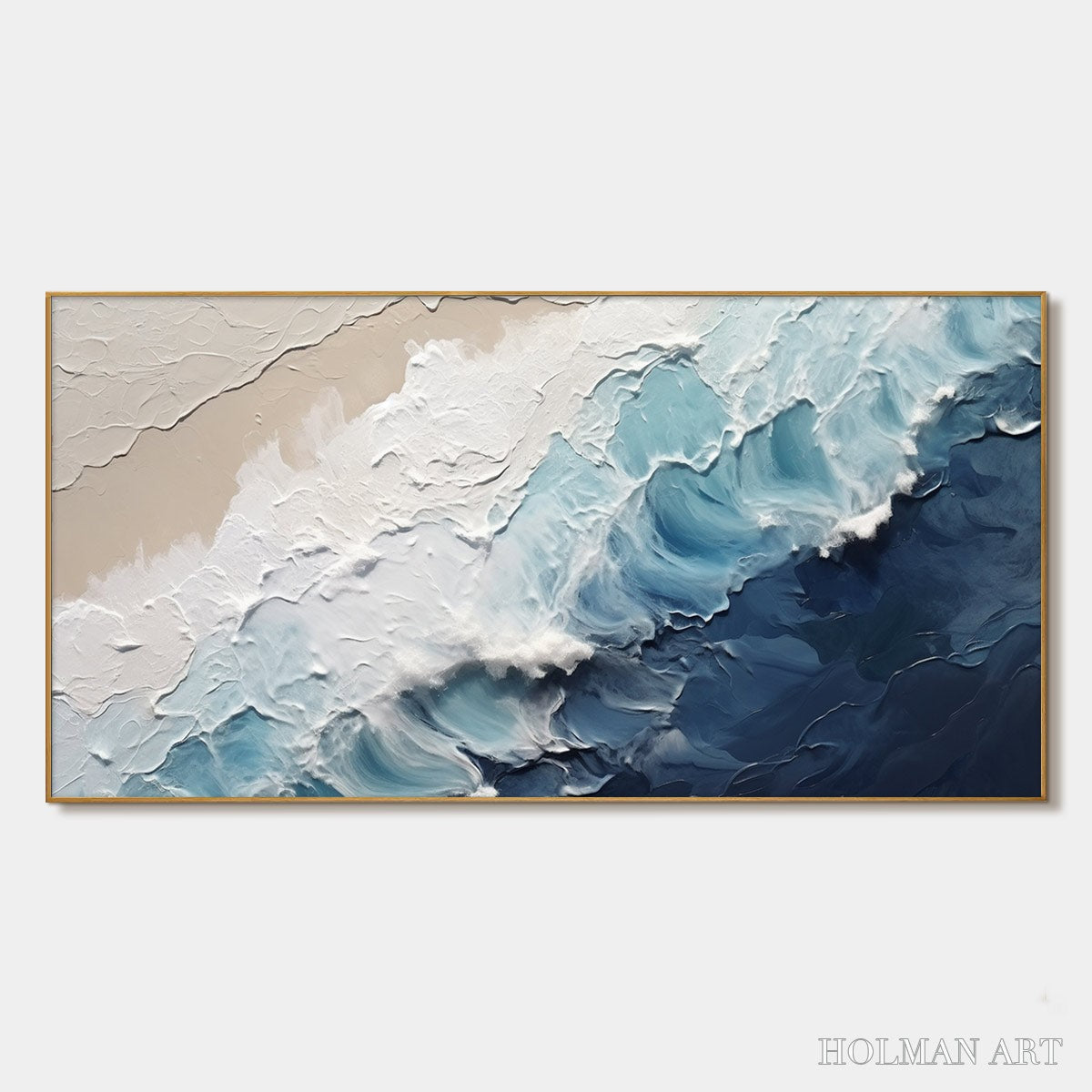 HOLMAN ART Crashing Waves – Textured Coastal Seascape Oil Painting - image 1
