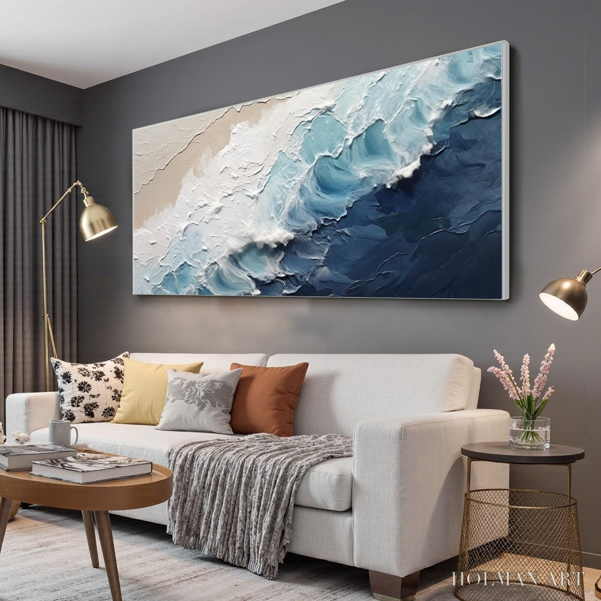 HOLMAN ART Crashing Waves – Textured Coastal Seascape Oil Painting - image 4