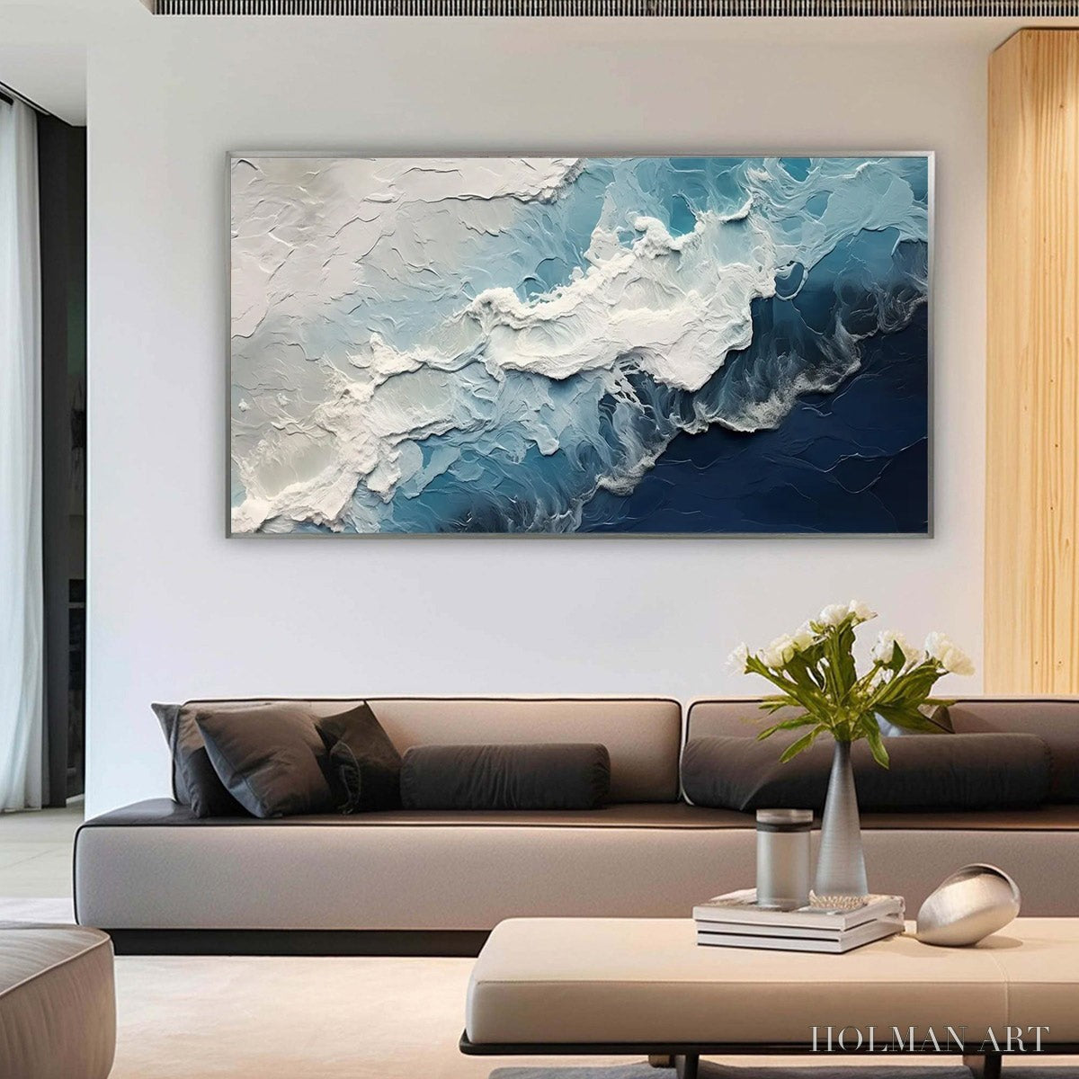 HOLMAN ART Ocean'S Embrace – Textured Abstract Seascape Oil Painting - image 2
