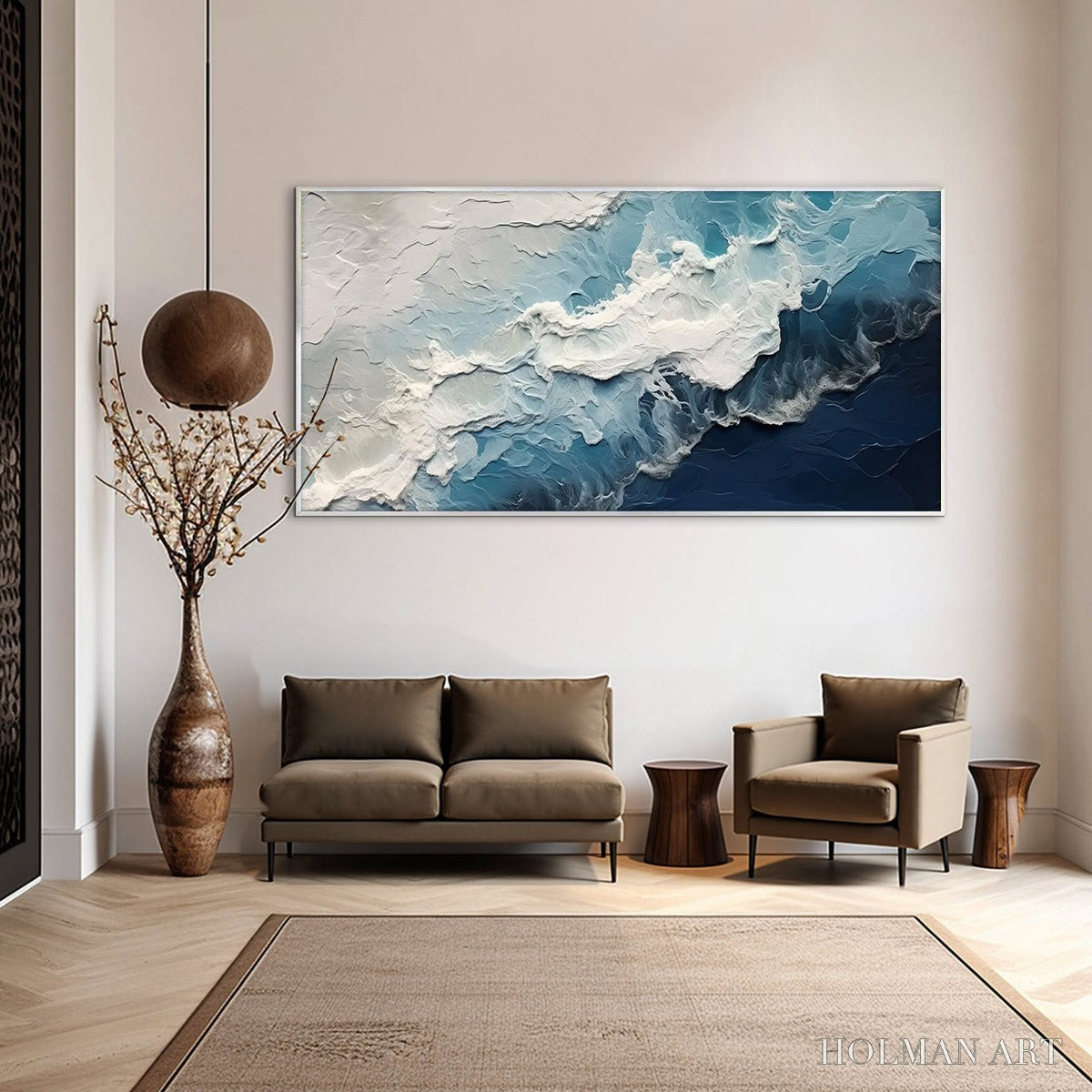 HOLMAN ART Ocean'S Embrace – Textured Abstract Seascape Oil Painting - image 4