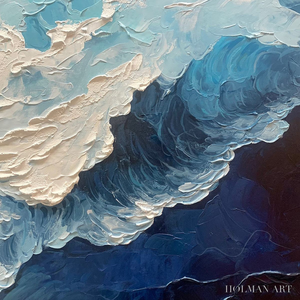 HOLMAN ART Ocean'S Embrace – Textured Abstract Seascape Oil Painting - image 6