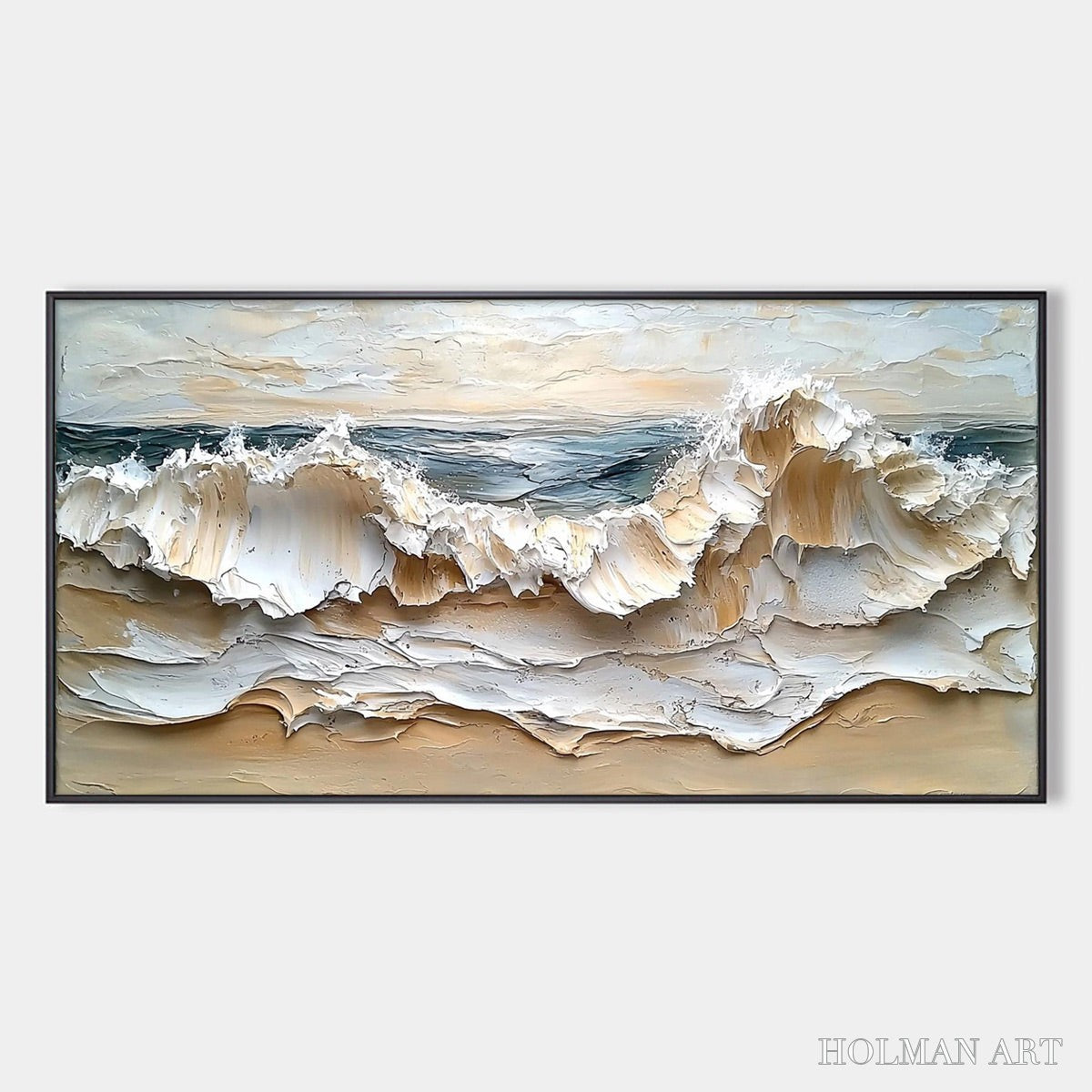 HOLMAN ART Coastal Crescendo – Heavily Textured Impasto Ocean Wave - image 1
