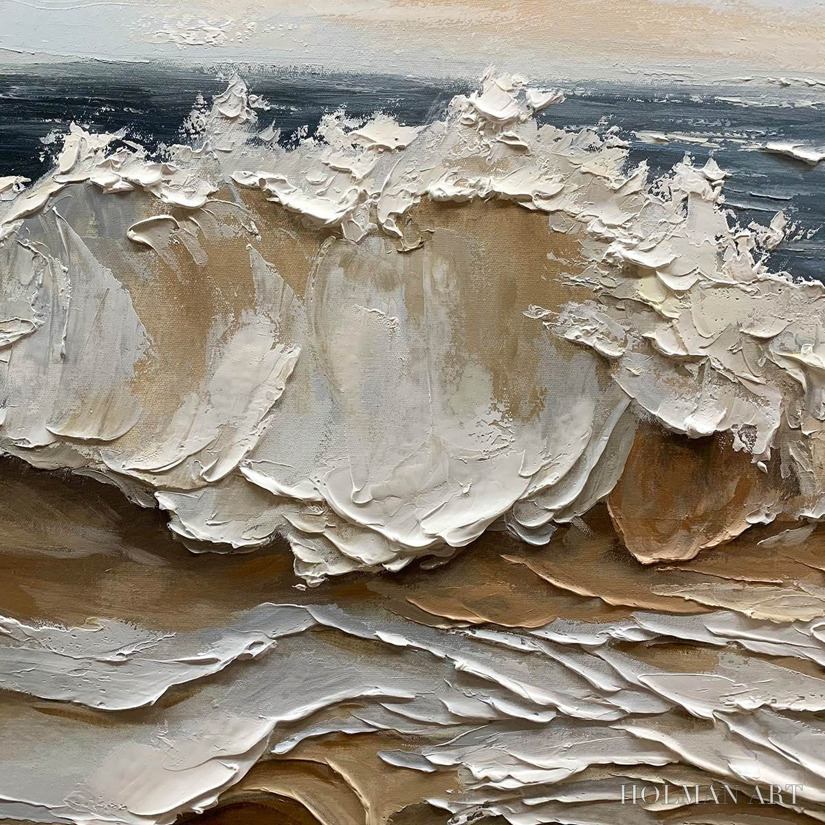 HOLMAN ART Coastal Crescendo – Heavily Textured Impasto Ocean Wave - image 3
