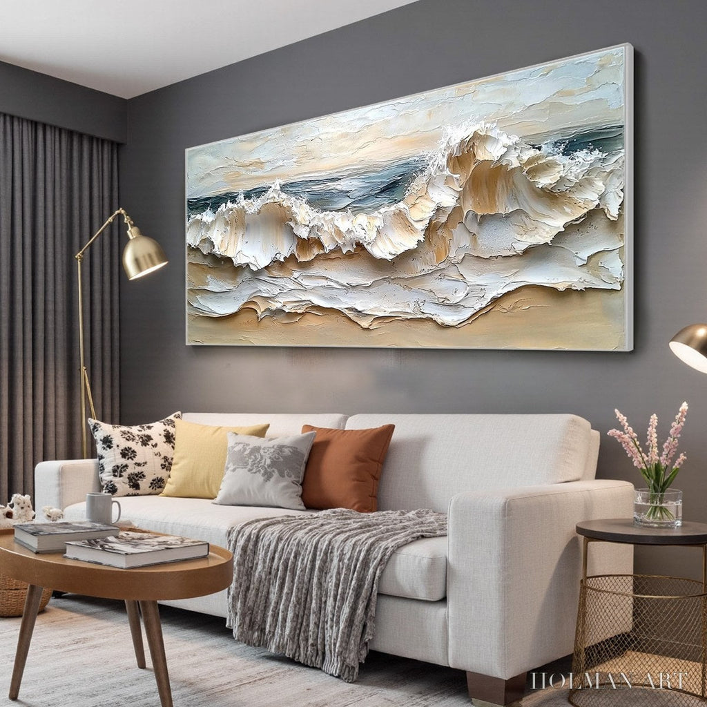 HOLMAN ART Coastal Crescendo – Heavily Textured Impasto Ocean Wave - image 4