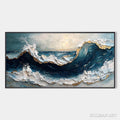 HOLMAN ART Golden Tide – Textured Impasto Ocean Wave Oil Painting - image 1