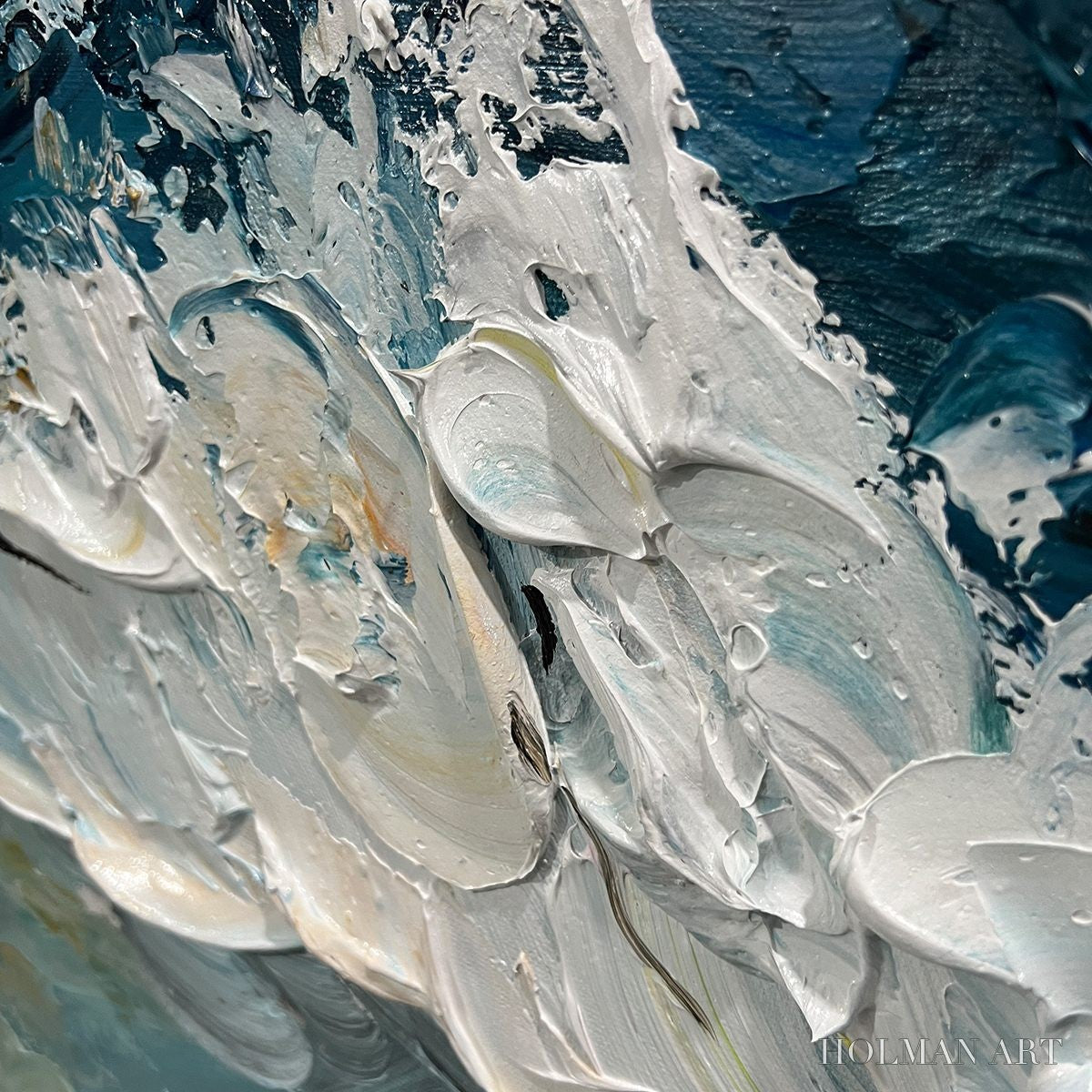 HOLMAN ART Golden Tide – Textured Impasto Ocean Wave Oil Painting - image 3