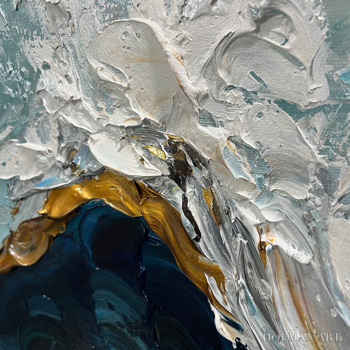 HOLMAN ART Golden Tide – Textured Impasto Ocean Wave Oil Painting - image 5