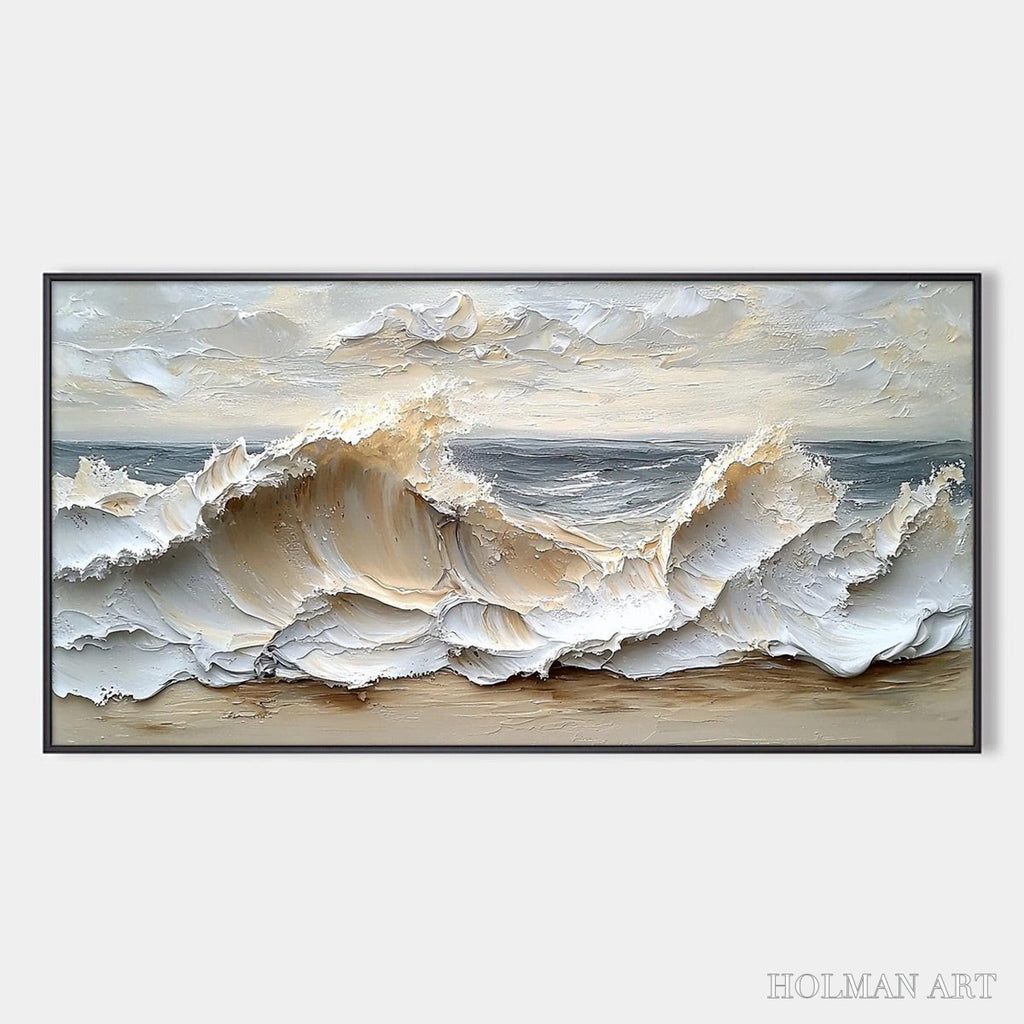 HOLMAN ART Ocean'S Embrace – Textured Impasto Coastal Wave Oil Painting - image 1