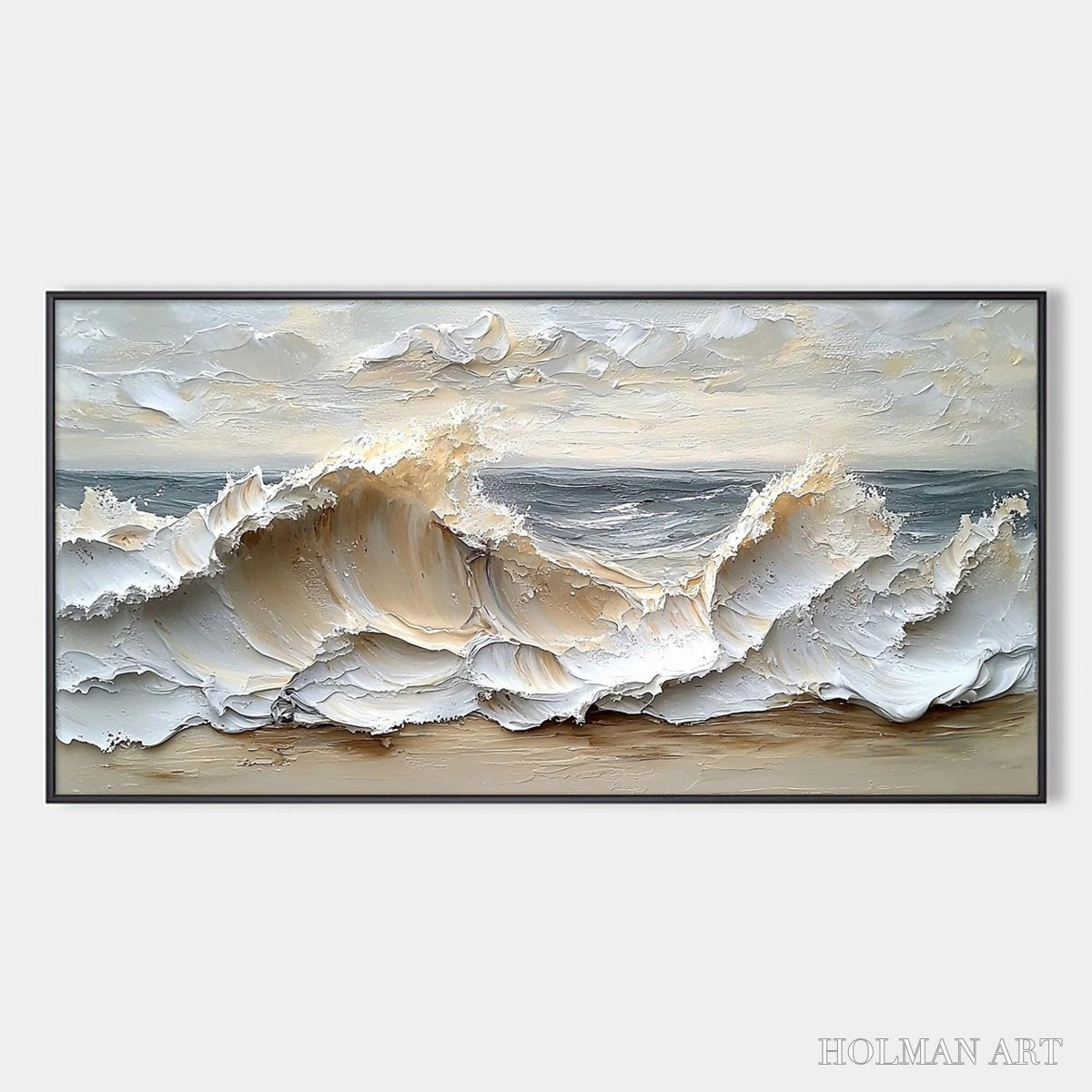 HOLMAN ART Ocean'S Embrace – Textured Impasto Coastal Wave Oil Painting - image 1