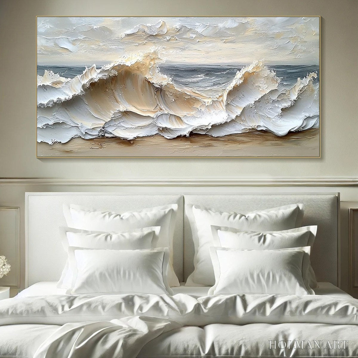 HOLMAN ART Ocean'S Embrace – Textured Impasto Coastal Wave Oil Painting - image 2