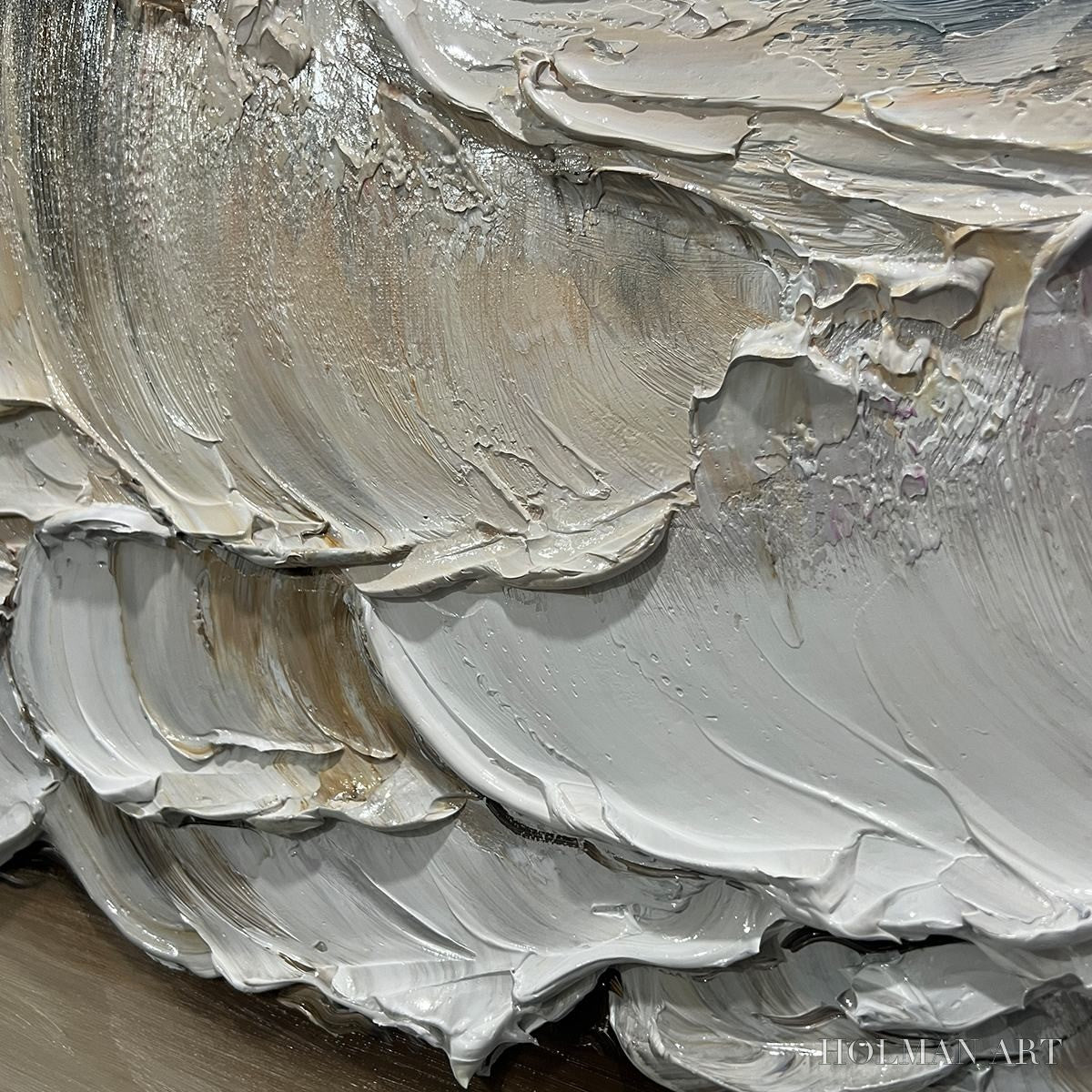 HOLMAN ART Ocean'S Embrace – Textured Impasto Coastal Wave Oil Painting - image 3