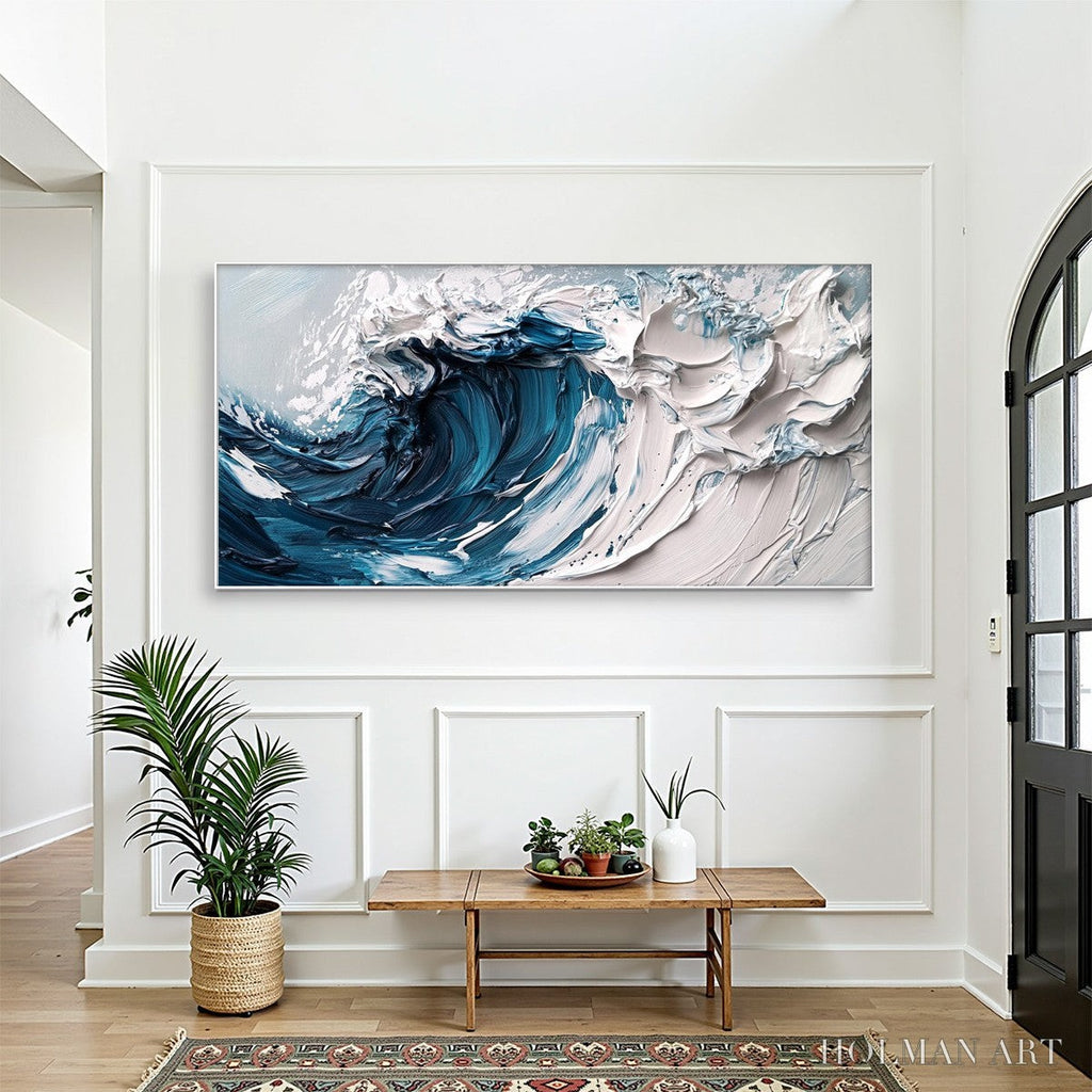 HOLMAN ART Crashing Wave – Textured Impasto Ocean Wave Oil Painting - image 2