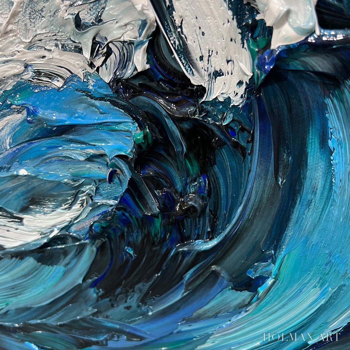 HOLMAN ART Crashing Wave – Textured Impasto Ocean Wave Oil Painting - image 3