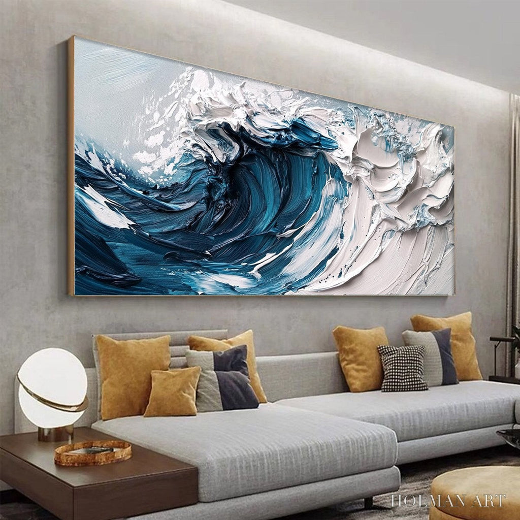 HOLMAN ART Crashing Wave – Textured Impasto Ocean Wave Oil Painting - image 4