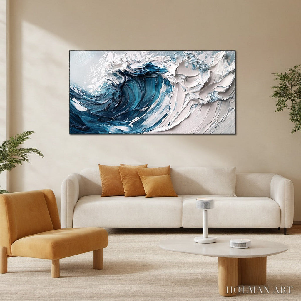 HOLMAN ART Crashing Wave – Textured Impasto Ocean Wave Oil Painting - image 5