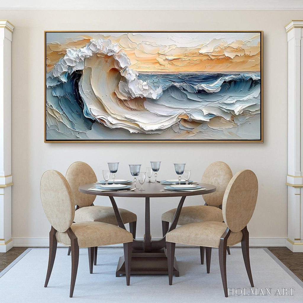 HOLMAN ART Frozen Tide – Textured Abstract Blue and White Oil Painting - image 2