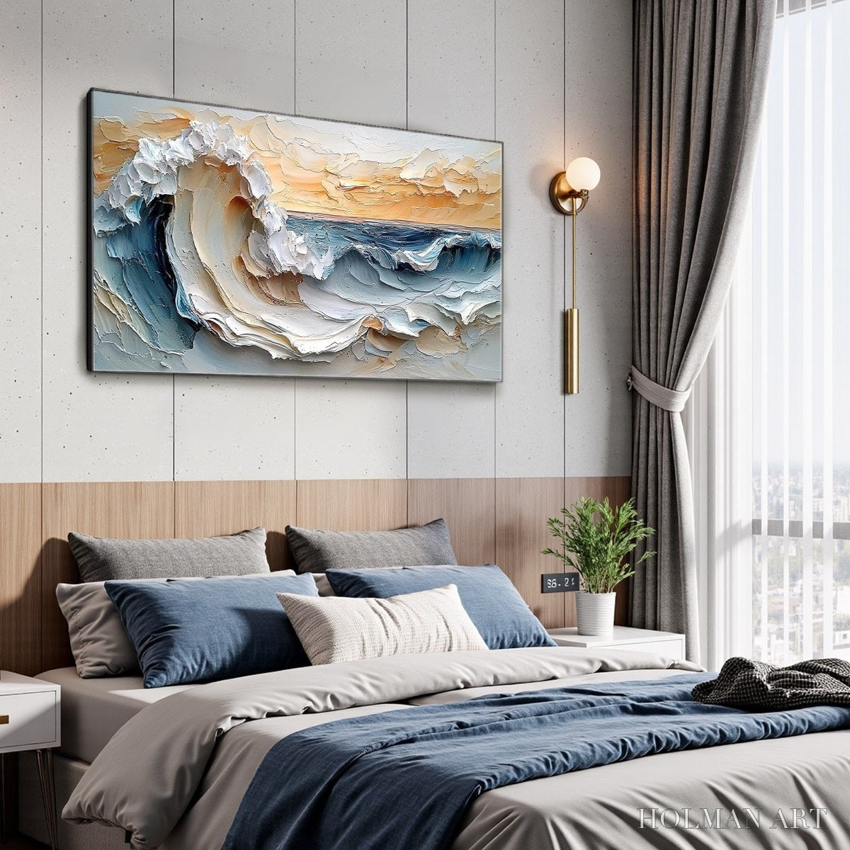 HOLMAN ART Frozen Tide – Textured Abstract Blue and White Oil Painting - image 4