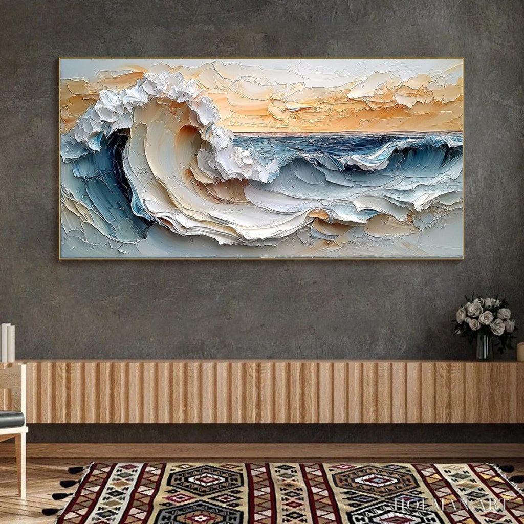 HOLMAN ART Frozen Tide – Textured Abstract Blue and White Oil Painting - image 5
