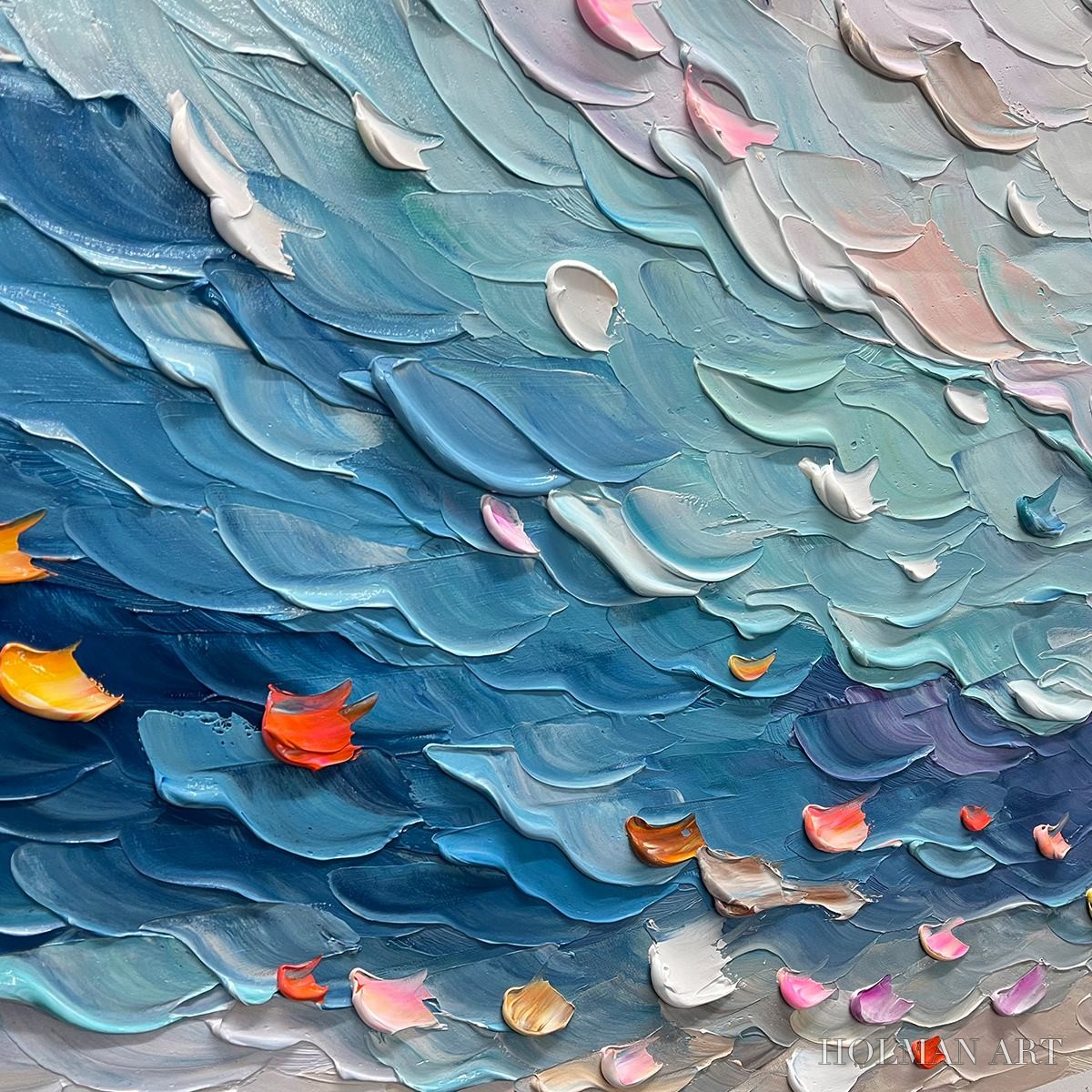 HOLMAN ART Coral Dream – Textured Abstract Seascape Oil Painting - image 3