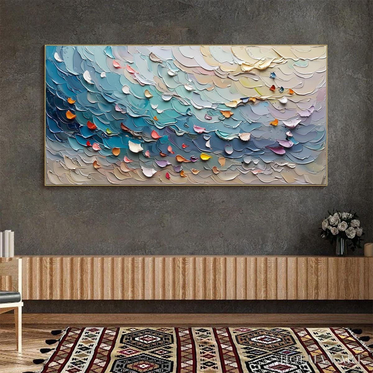 HOLMAN ART Coral Dream – Textured Abstract Seascape Oil Painting - image 4