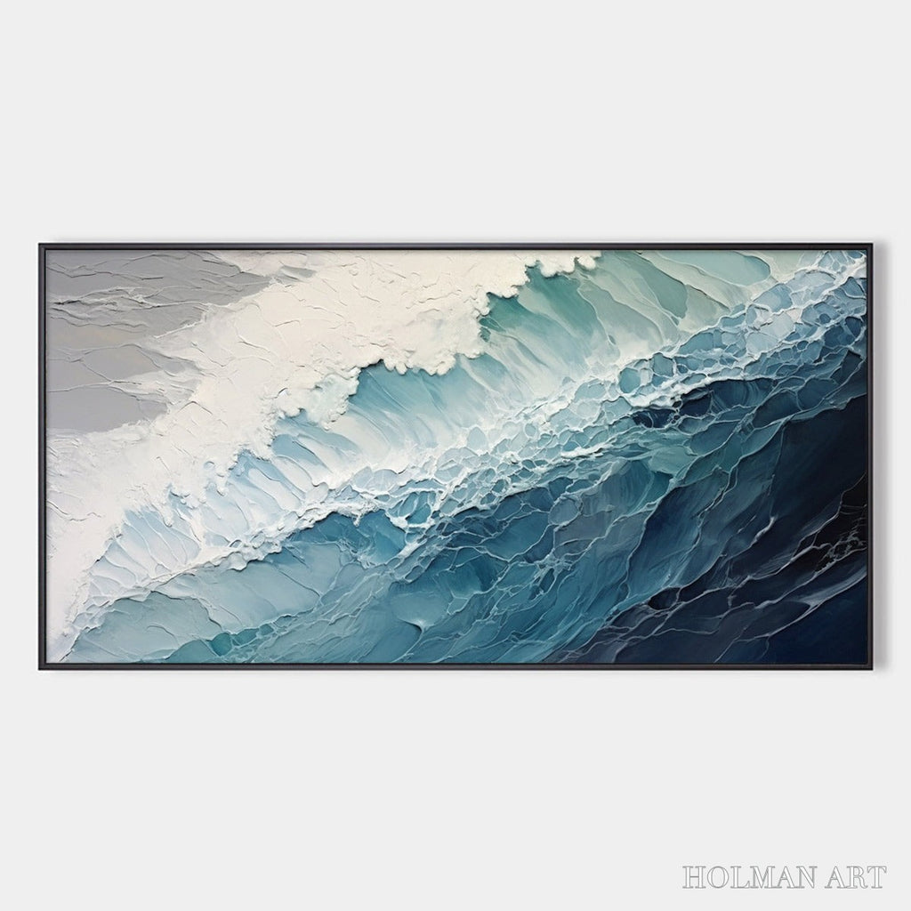 HOLMAN ART Ocean'S Embrace – Textured Abstract Seascape Oil Painting - image 1