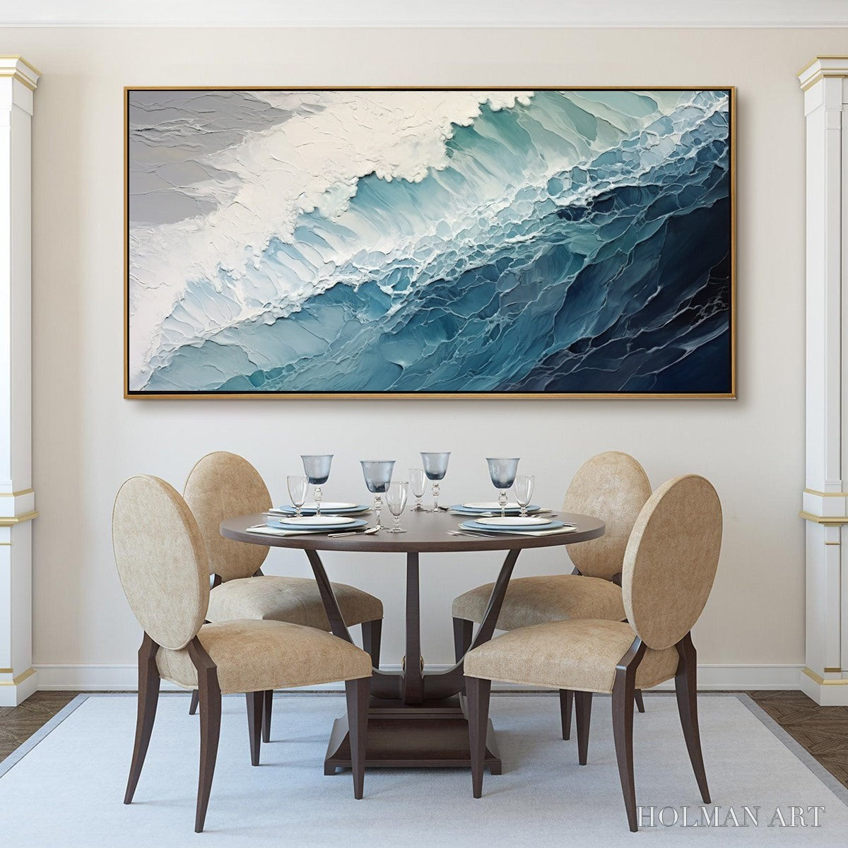 HOLMAN ART Ocean'S Embrace – Textured Abstract Seascape Oil Painting - image 2