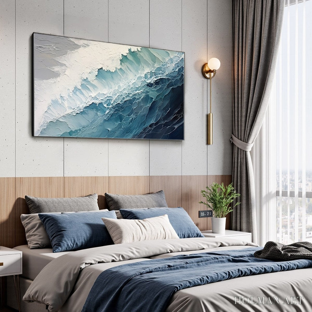 HOLMAN ART Ocean'S Embrace – Textured Abstract Seascape Oil Painting - image 4