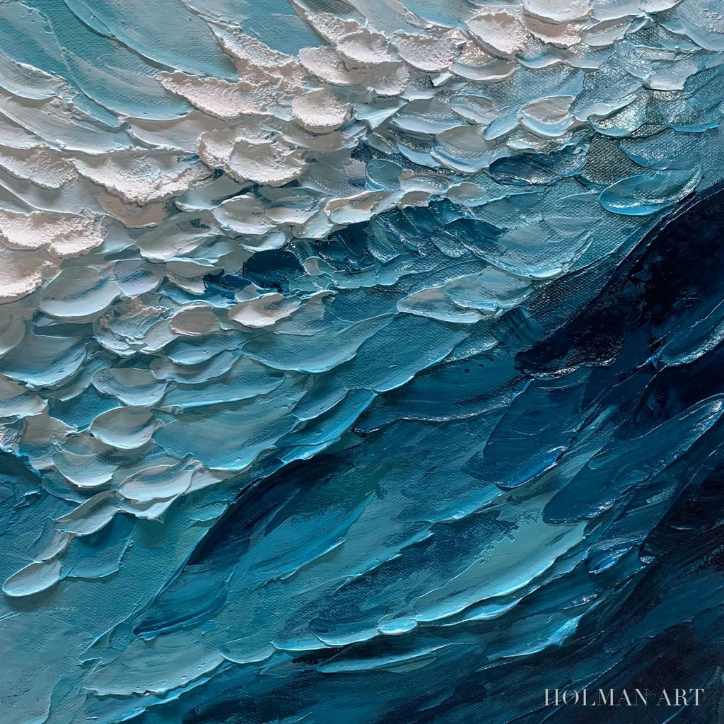 HOLMAN ART Ocean'S Embrace – Textured Abstract Seascape Oil Painting - image 5