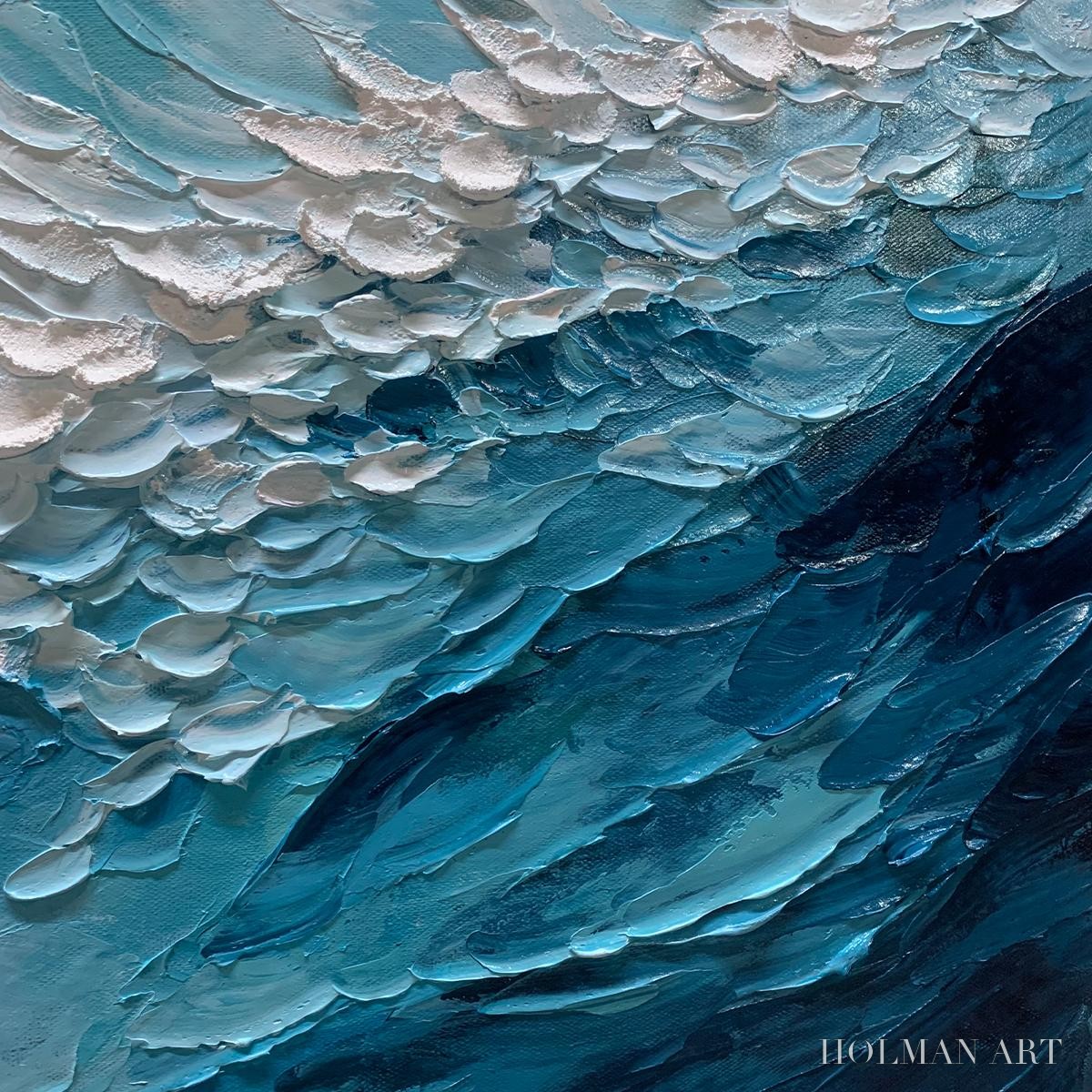 HOLMAN ART Ocean'S Embrace – Textured Abstract Seascape Oil Painting - image 5