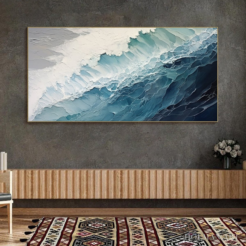 HOLMAN ART Ocean'S Embrace – Textured Abstract Seascape Oil Painting - image 6