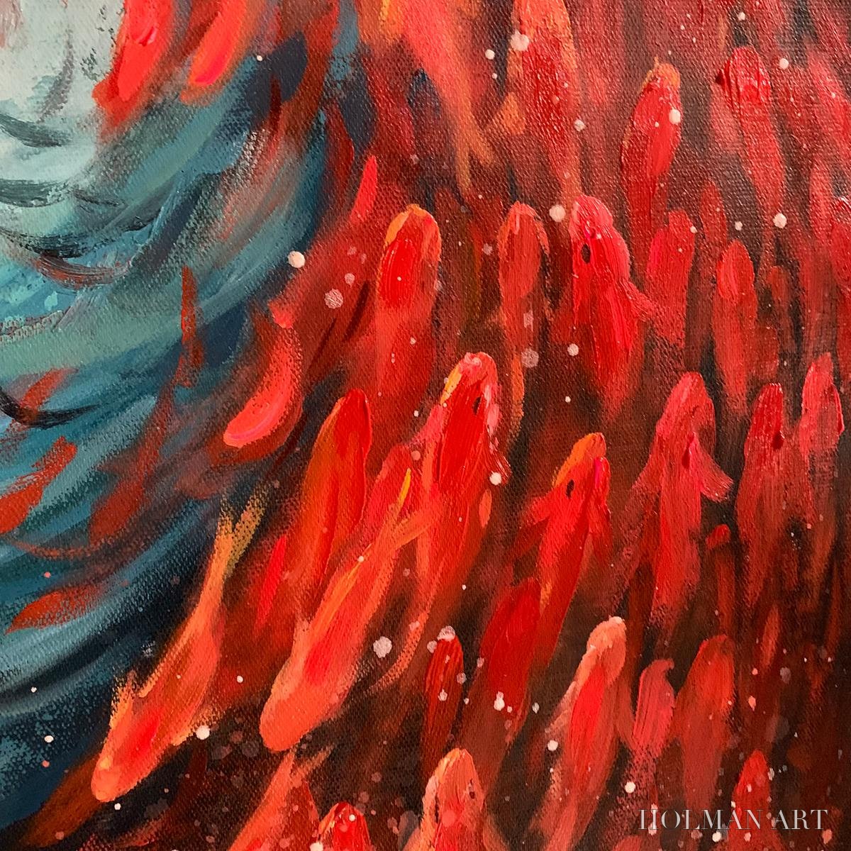 HOLMAN ART Oceanic Dance – Abstract Swirling Fish Oil Painting - image 5