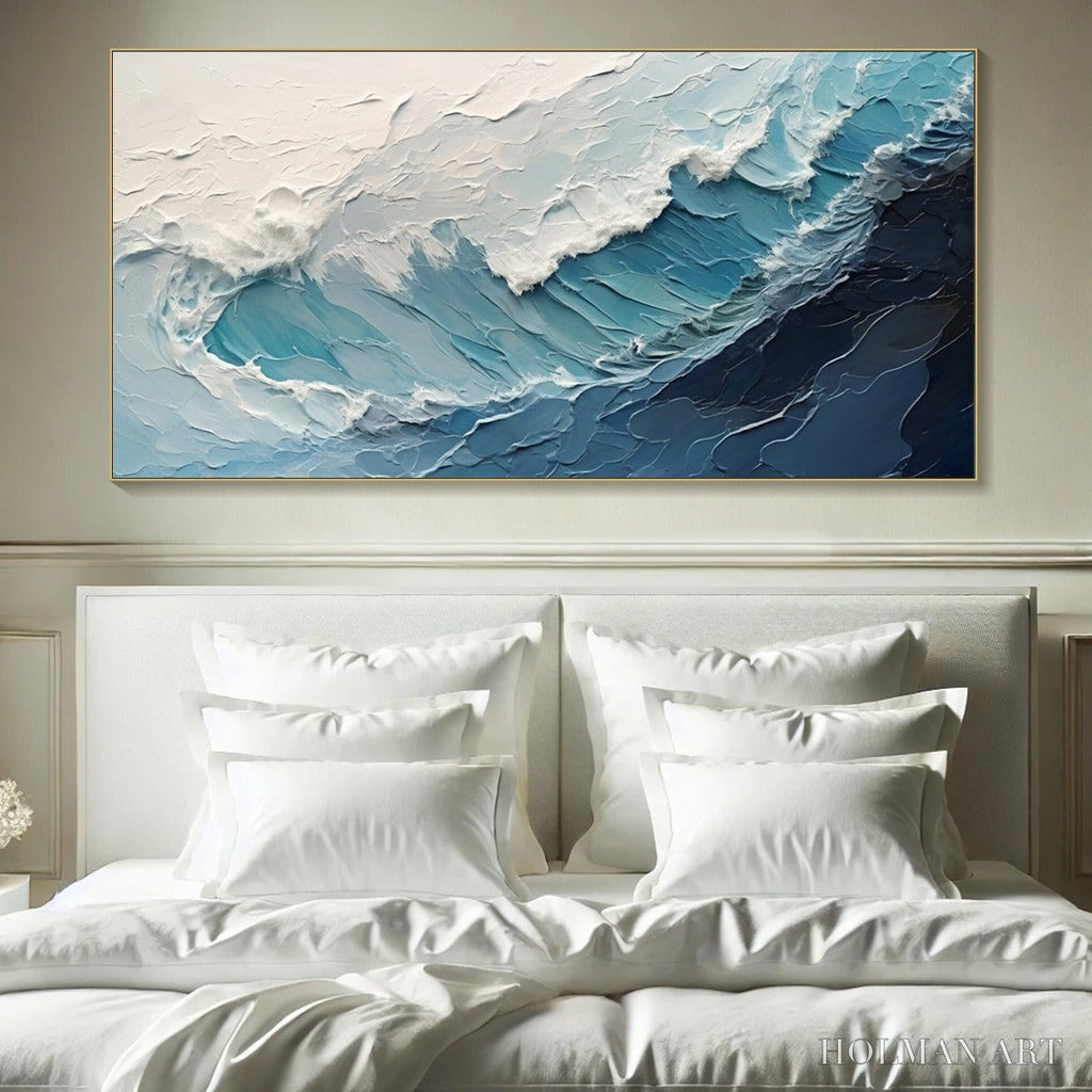 HOLMAN ART Azure Crest – Ocean Waves Abstract Impasto Oil Painting - image 2