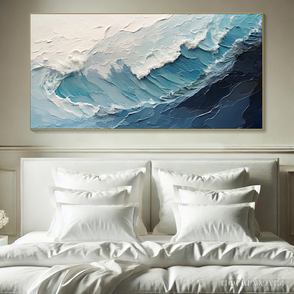 HOLMAN ART Azure Crest – Ocean Waves Abstract Impasto Oil Painting - image 2
