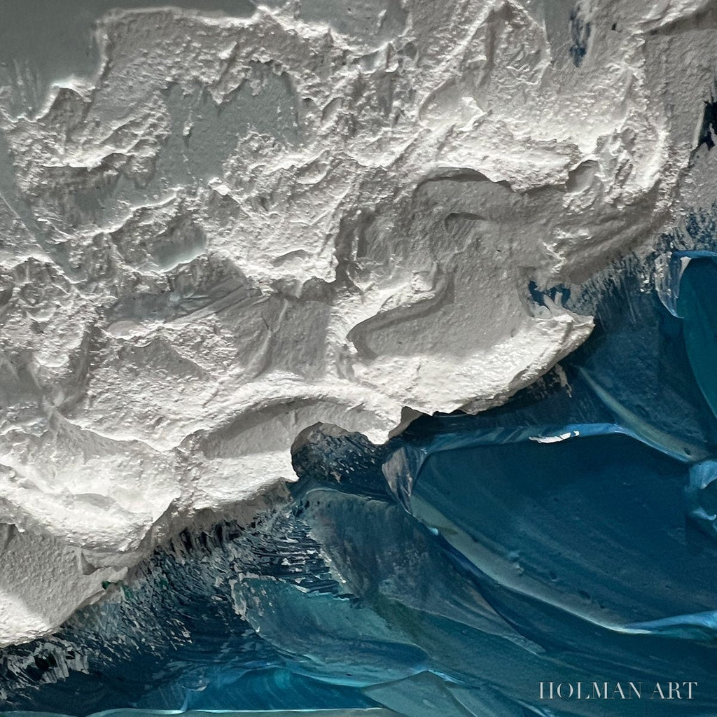 HOLMAN ART Azure Crest – Ocean Waves Abstract Impasto Oil Painting - image 3