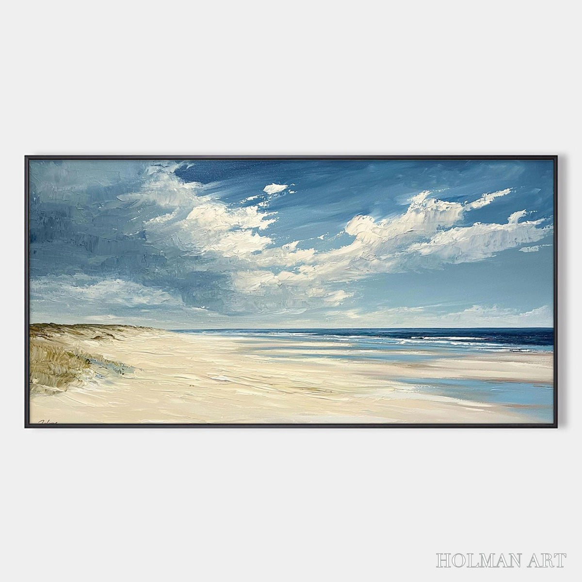 HOLMAN ART Seaside Serenity – Textured Coastal Beach Oil Painting - image 1