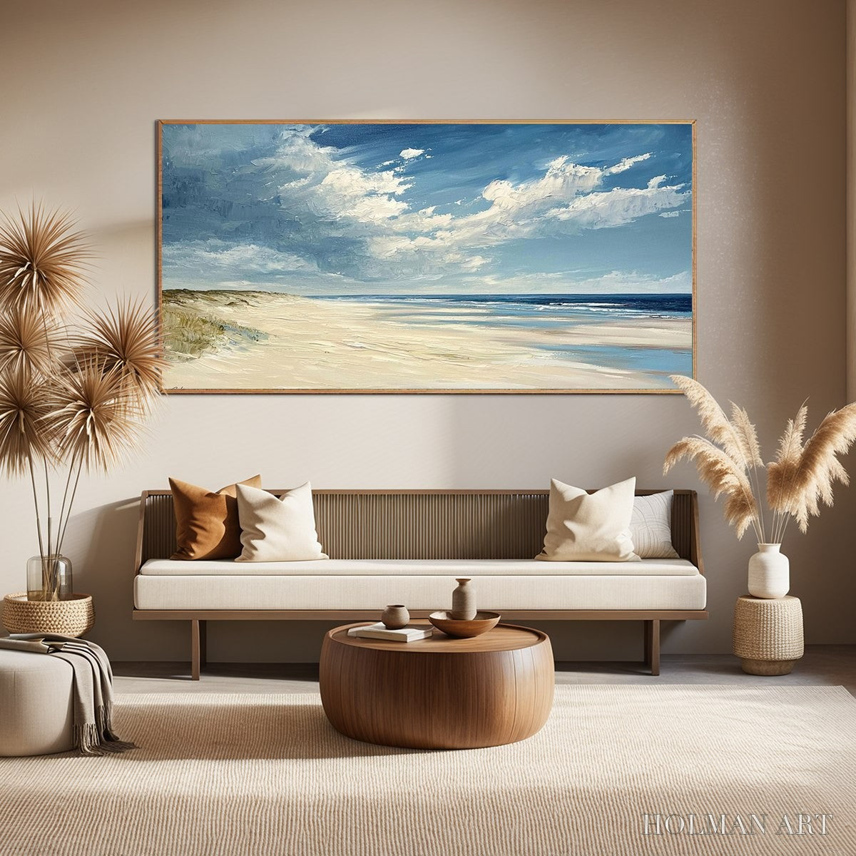 HOLMAN ART Seaside Serenity – Textured Coastal Beach Oil Painting - image 2