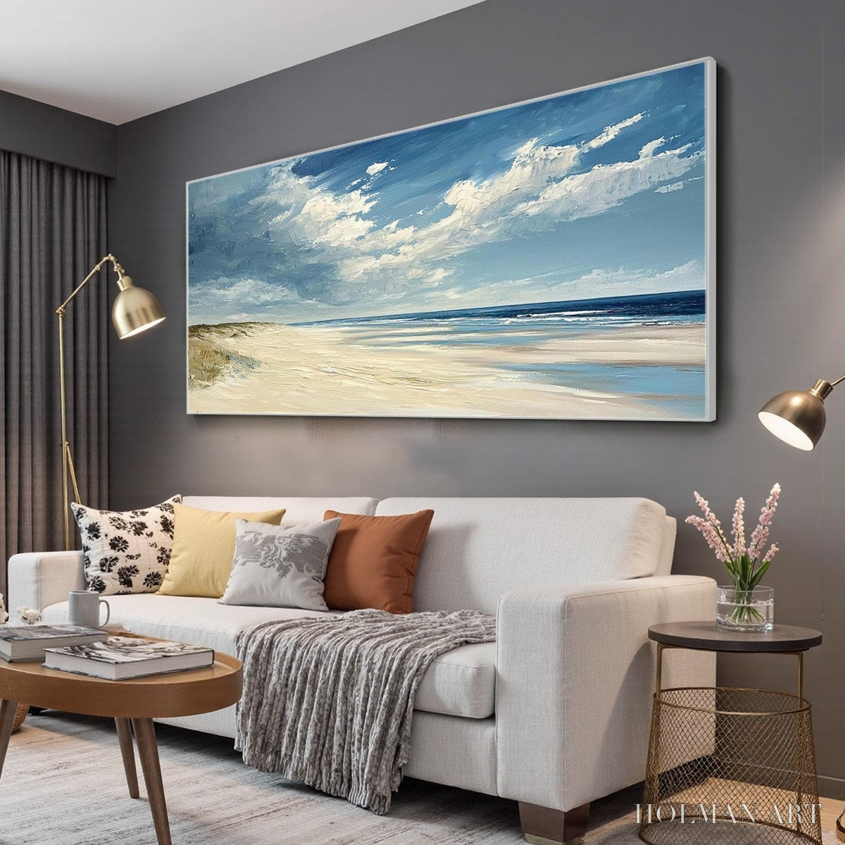 HOLMAN ART Seaside Serenity – Textured Coastal Beach Oil Painting - image 4