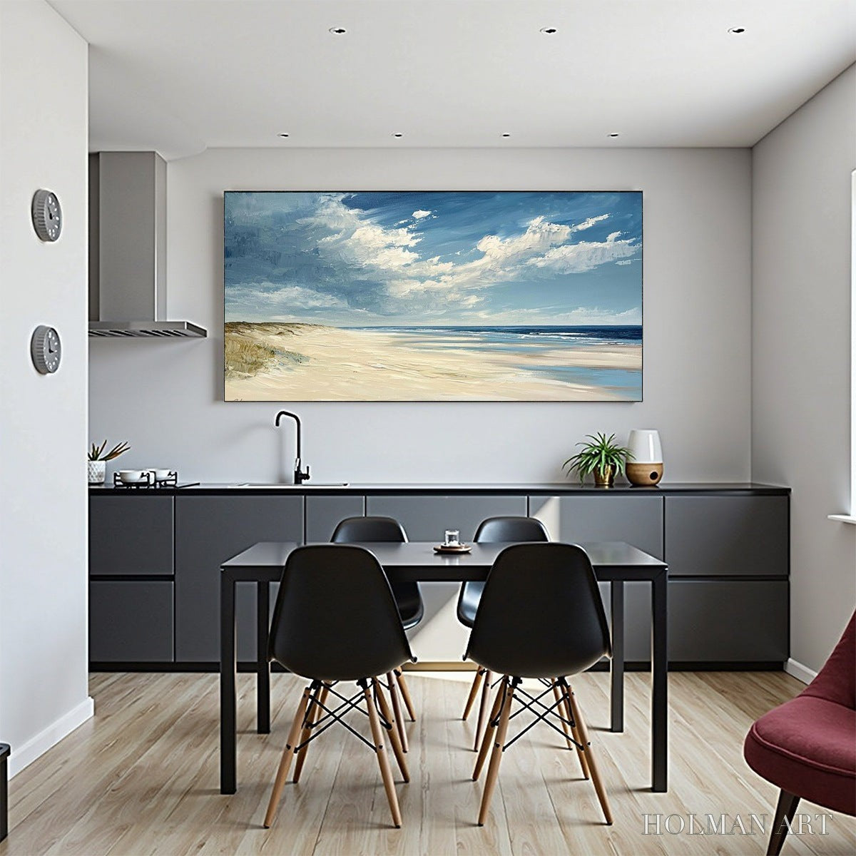 HOLMAN ART Seaside Serenity – Textured Coastal Beach Oil Painting - image 5