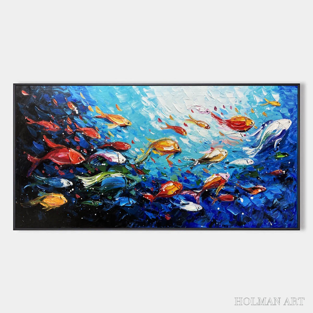 HOLMAN ART Ocean'S Jewels – Textured Impasto Colorful Fish Oil Painting - image 1